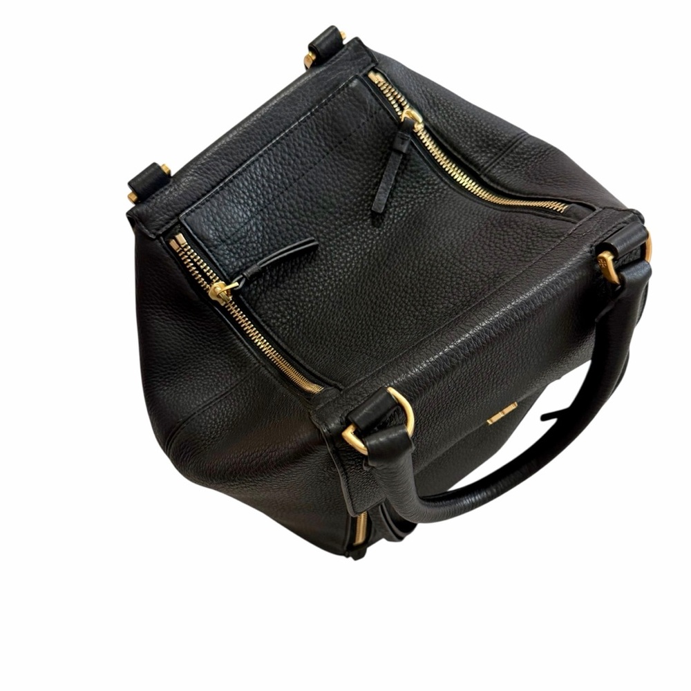 Tory Burch Black Half Moon Pebbled Leather Sachel Bag Gold Hardware Crossbody - Picture 7 of 16
